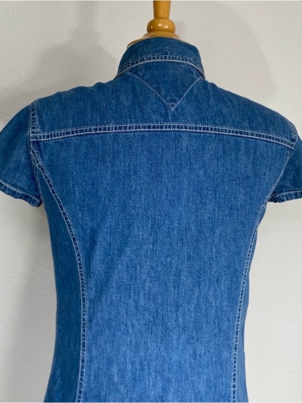 Tommy Hilfiger Women's Blue Denim Short Sleeve Button Down Dress Size 4 Western - Picture 8 of 16
